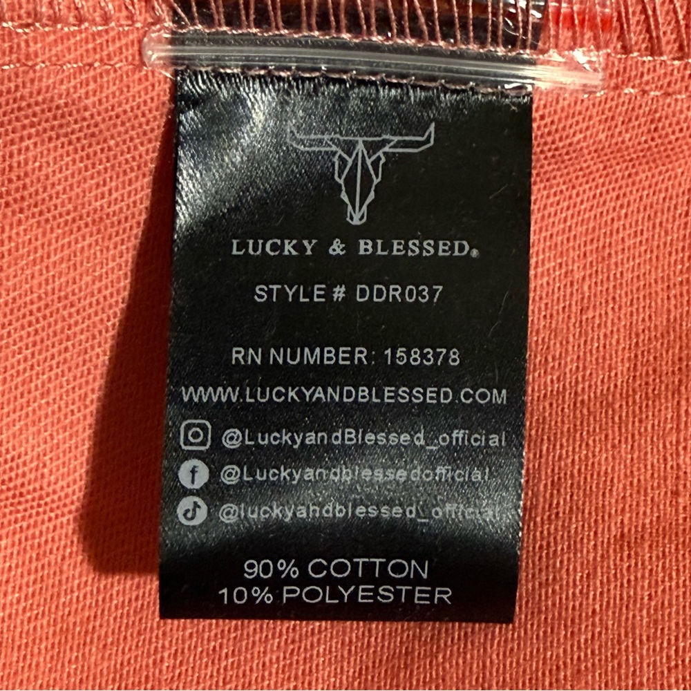 L&B Lucky & Blessed Stretch Denim Button Down Pink Western Dress Small DDR037 - Picture 4 of 8